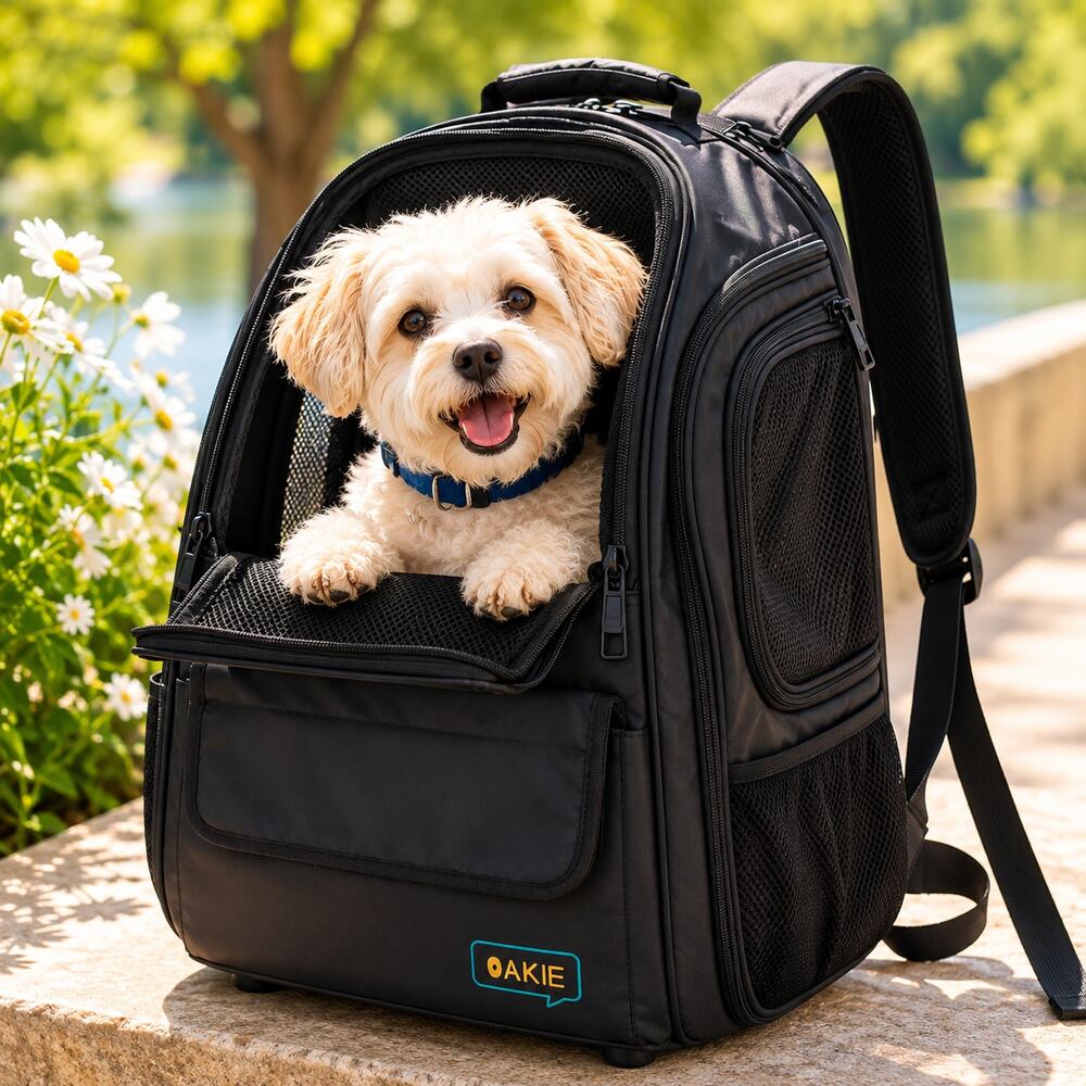 Oakie Pet Carrier Backpack Small Dog Cat Breathable Mesh Travel Carrier NWT